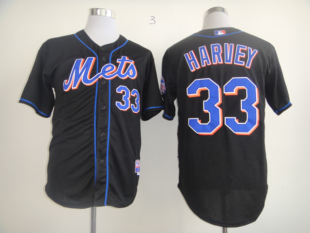 Men New York Mets #33 Harvey Black MLB Jerseys->new york mets->MLB Jersey